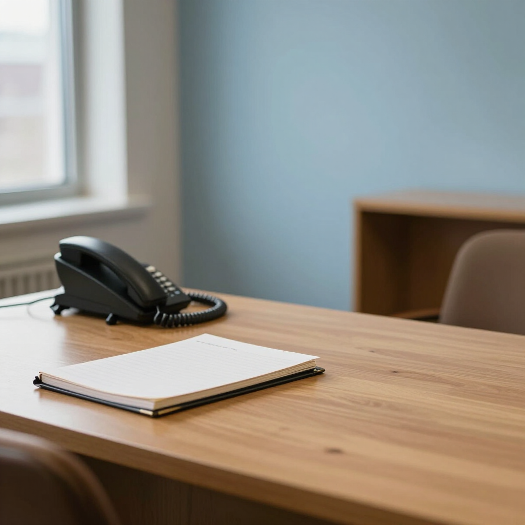 Illustrative photo of a quiet care-home office desk ready for confidential incident documentation